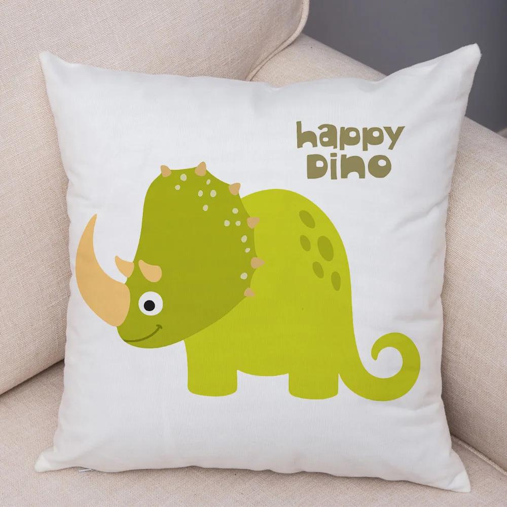 Niedlicher Jurassic Dinosaurier Kissenbezug Dekorative Cartoon Tier Kissenhülle Kinderzimmer Sofa