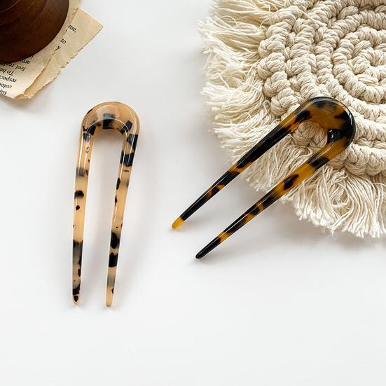 Hairpin U Shape Hair Jewelry Mini Women Leopard Hair Fork for Festival