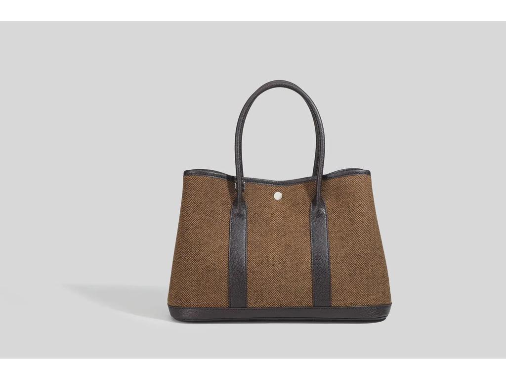 2025 Autumn/Winter Contrast Color Leather Handbag - Large Capacity Wool & Microfiber Shoulder/Crossbody Tote for Women