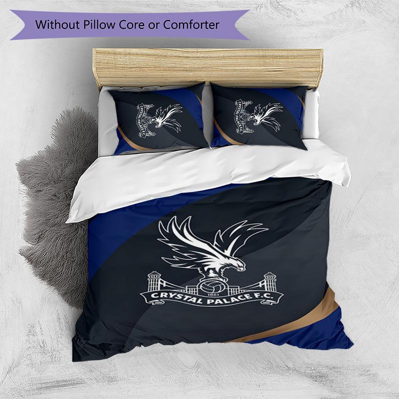 Crystal Palace Football Printed 3 Pieces Bedding Set, Comfortable Skin Friendly Bedroom Duvet Cover Set