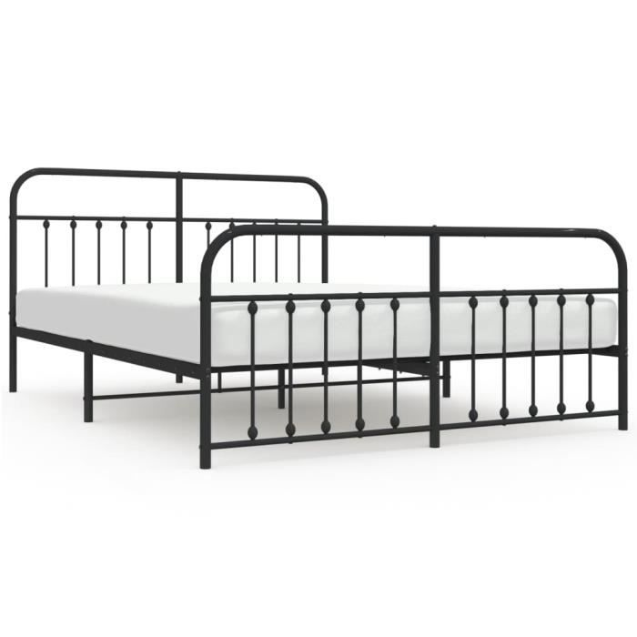 VidaXL Metal Bed Frame with Headboard-Footboard Black 183x213 Cm 352601