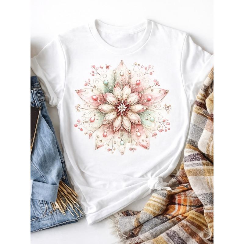 Plus Size, Valentine s Day Preheating, New Year s Promotion, Women s Plus Size Clothing, Women s Plus Size T-shirt Casual Short S белый