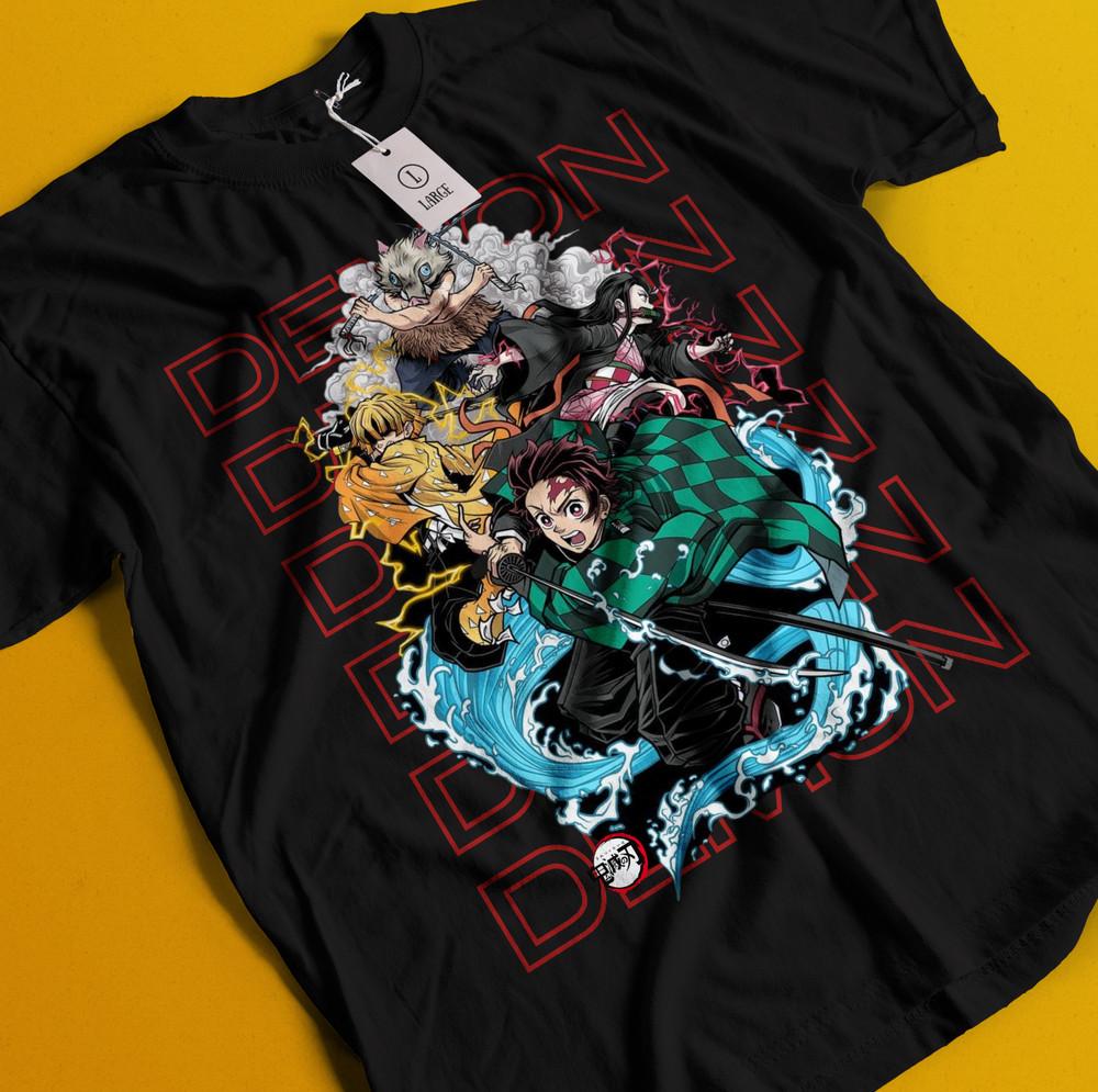 

Demon Slayer Shirt Nezuko Tshirt Tanjiro T-Shirt Muzan Doma Tee Inosuke Zenitsu 4XL