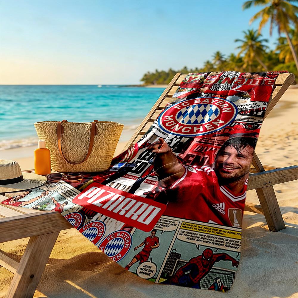 Bayern Munich Personalized Name Beach Towel High Absorbency & Quick-Dry Perfect for Traveling Yoga Camping and Swimming
