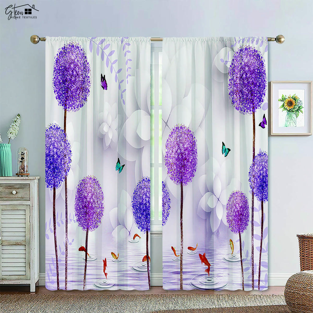 Flower Plant Three D Printing Curtain Rose Tulip Lily Daisy Bamboo Dandelion Fresh Pastoral Light Blocking Heat Insulation Curtain