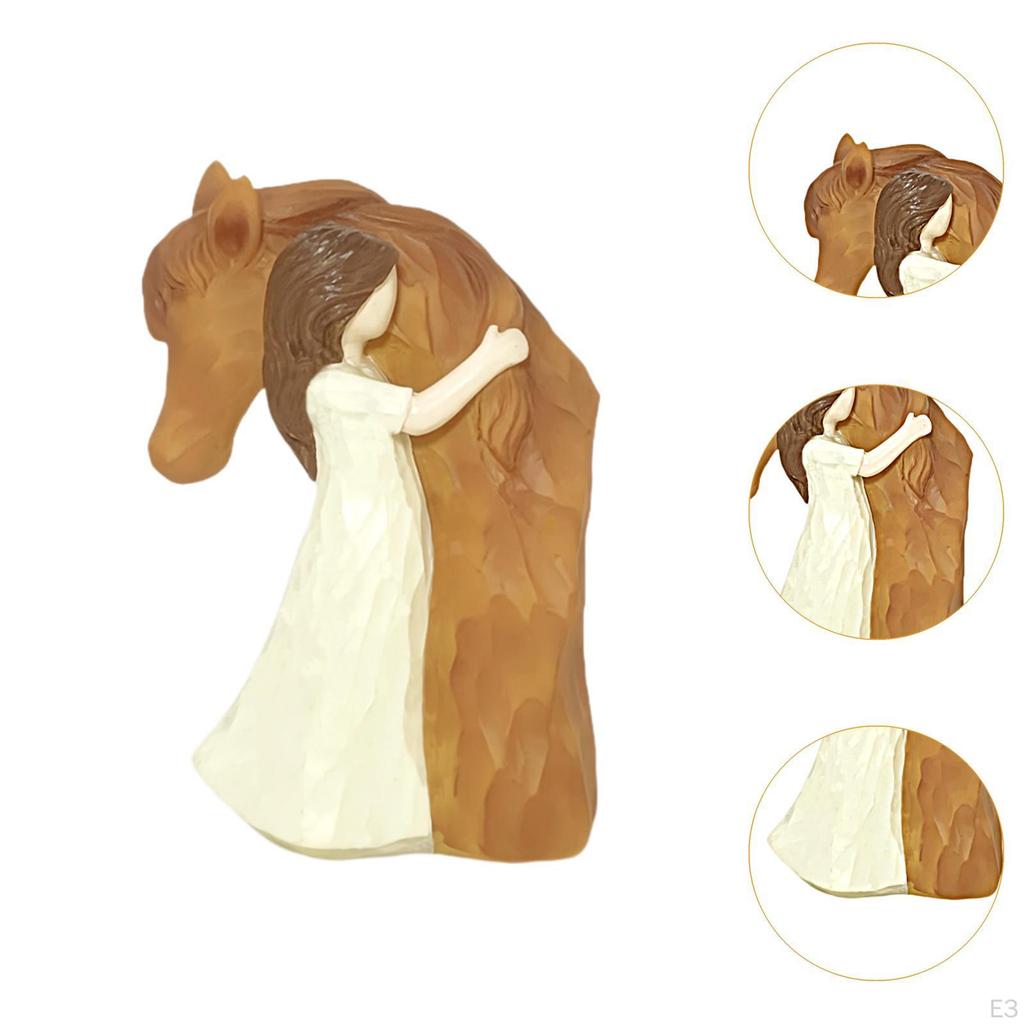 Mädchen und Pferd Figur Geschenk für Mädchen Tischdeko Harzskulptur Schlafzimmer