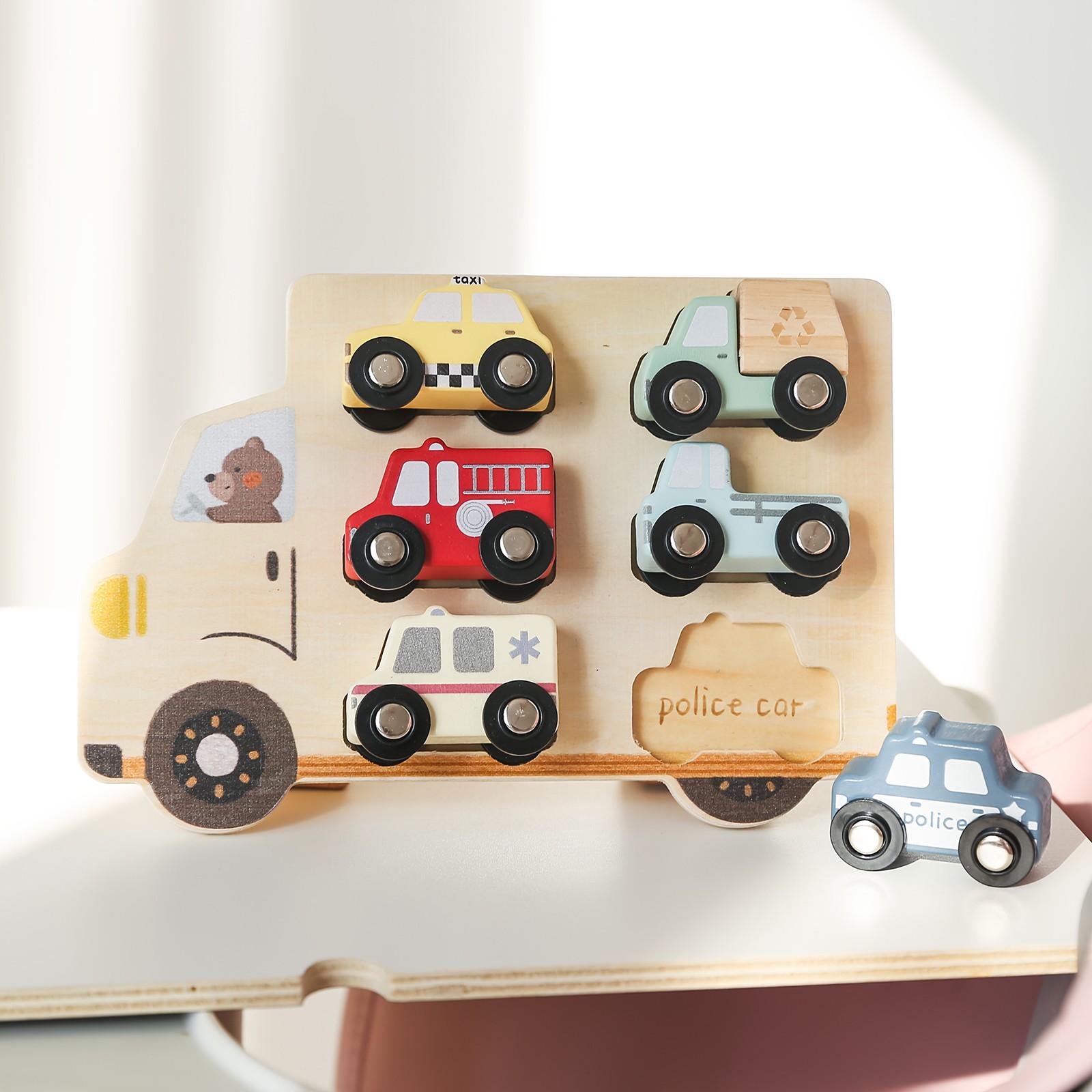 

Wooden Cars Vehicle Set For Toddlers 1 To 3 Wooden City Cars And Trucks Toys For Boys Girls’ Educational Play One Size