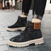 Men Handmade Canvas Boots Autumn Winter Warm Comforts High Top Casual Shoes Outdoor Non Slip Thickness Hiking Shoes Botas Hombre