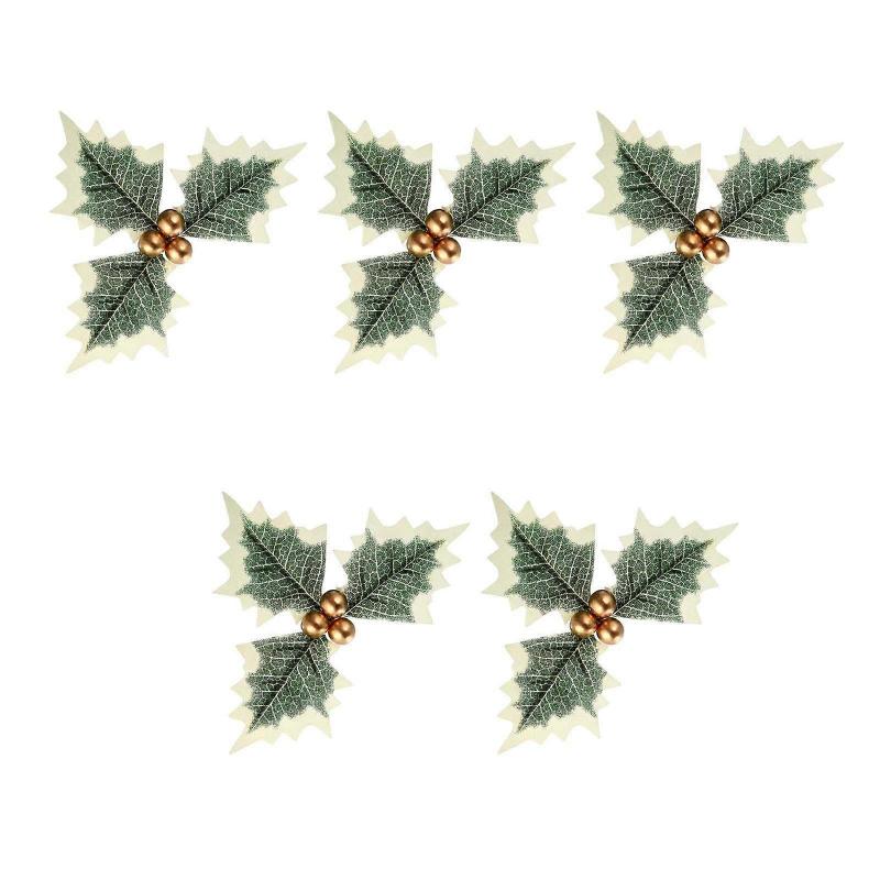 6x5Stk Künstliche Beere Weihnachtsbeere Blatt für Basteln Hochzeitsgirlande Feiertag Gold