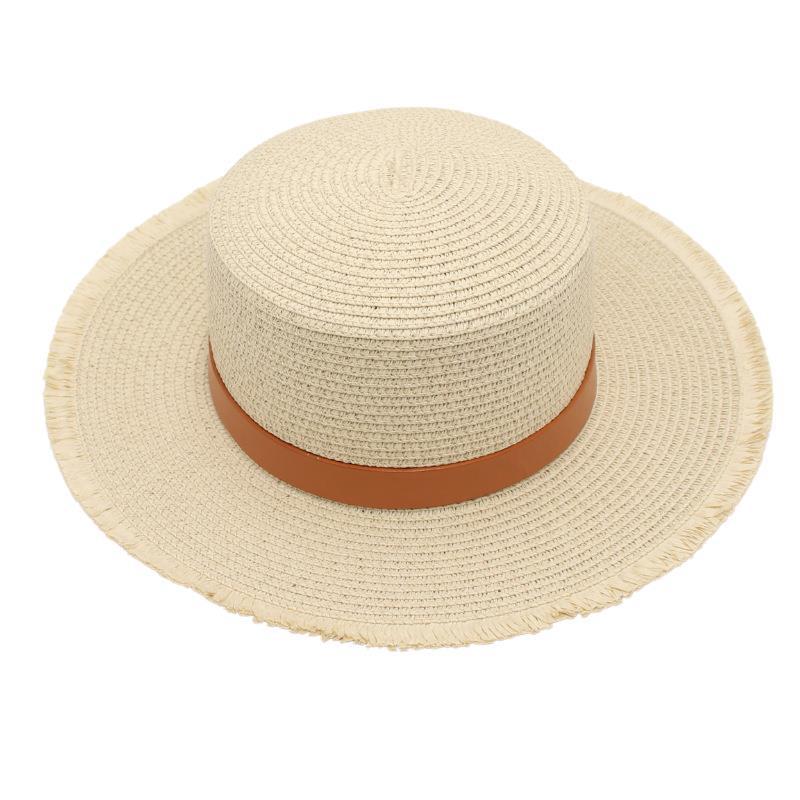 Vacation Flat Top Beach Hat Seaside Visor Rough Rafi Straw Hat Sweet Jazz Hat Panama