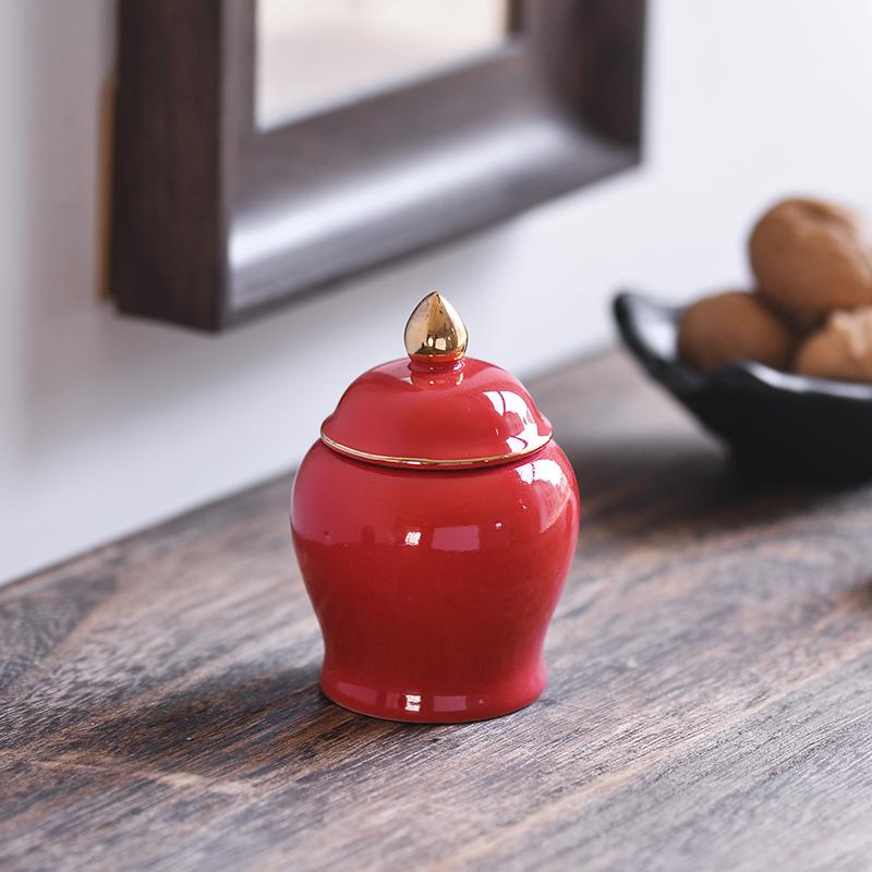 Nordic Mini Ceramic Tea Leaf Jar Fragrant Powder Sealing Portable Travel Small Tea Jar Gilded Porcelain Storage Bottle Container