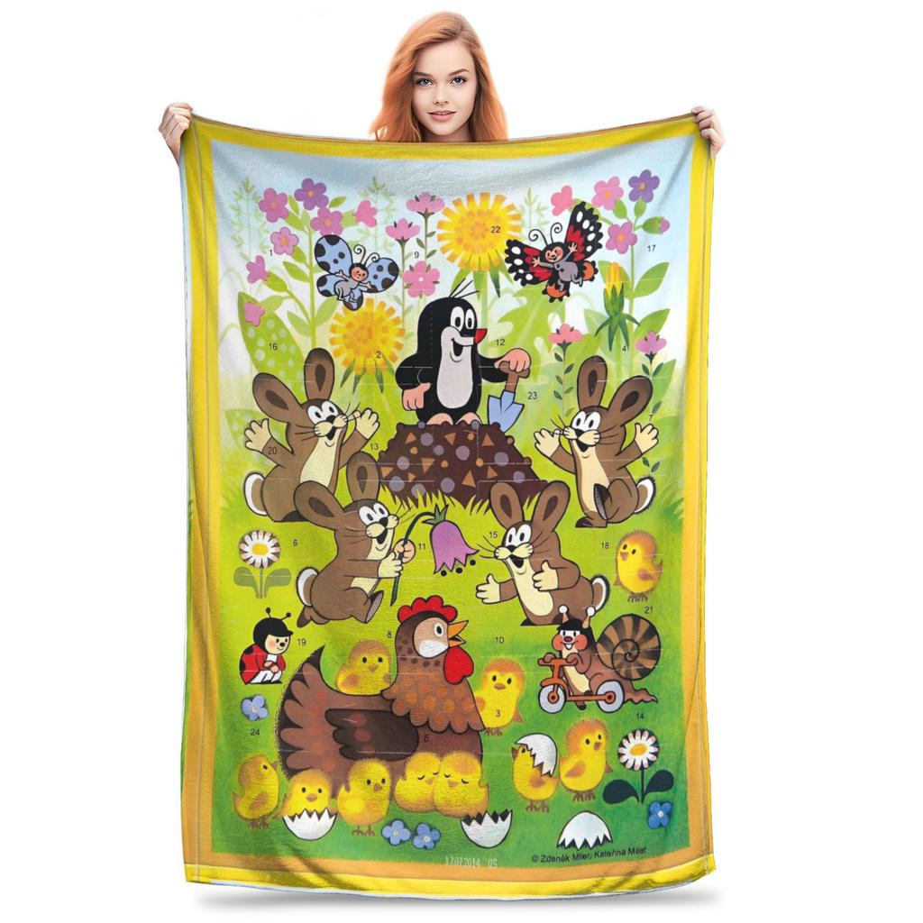 Die kleine Maulwurf Decke Super Weiche Grafische Plüschdecke für Mädchen Jungen Wohnkultur Flanell Tagesdecke Bettbezug