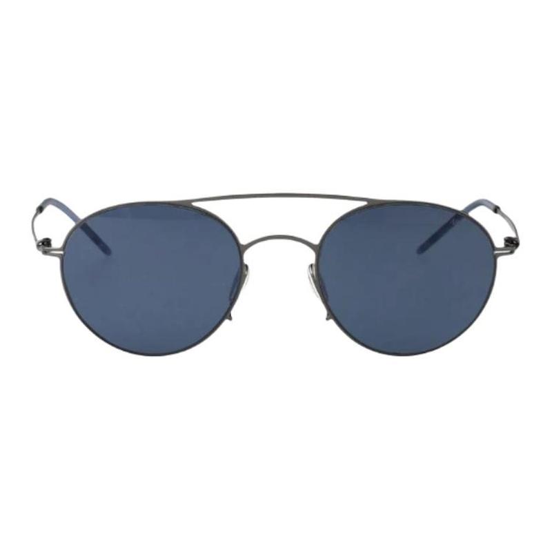 Armani Solid Color Design Metal Oval Sunglasses Women's Silver