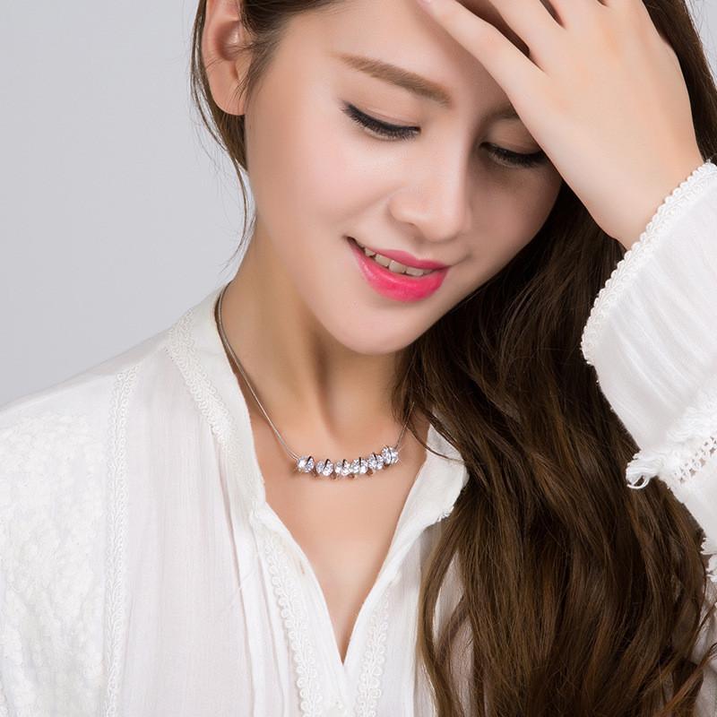 Elegant Korean Style Heartbeat Necklace For Women Featuring Aaa Grade Zirconia Waves