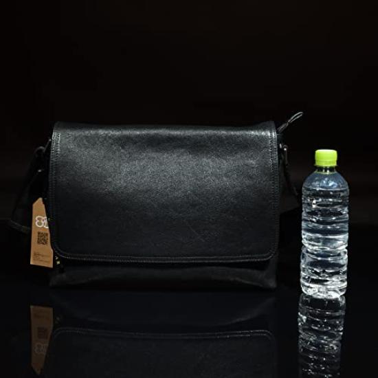 Acht Wildschwein INDRA Dickes Echtes Rindsleder Rechteckig Mittel Klappe Schultertasche (Schwarz b14, Braun b16) - Echte Lederschultertasche, Crossbody