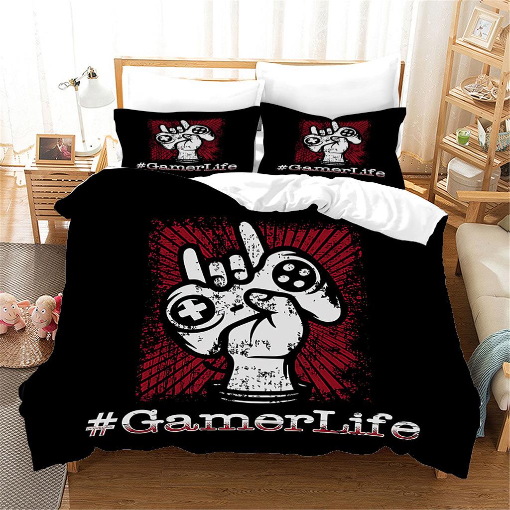 Gamepad Printing Three-Piece Digital Printing Quilt Cover Pillowcase Sheet