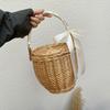 Wicker basket bag women summer beach natural rattan straw bucket totes handmade woven handbags 2026 new