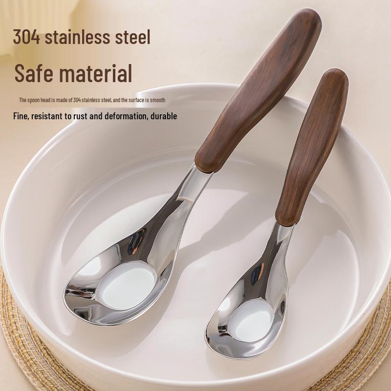304 Stainless Steel Yuanbao Cutlery Set - Wood Grain Imitation, Child-Friendly Knife, Fork & Spoon for Dining and Dessert.