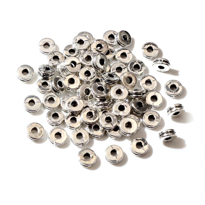 100pcs 6x6x2.5mm Antique Gold Silver Plated Spacer Beads Ball Crimp End Beads Stopper For Diy Jewelry Making Findings Supplies