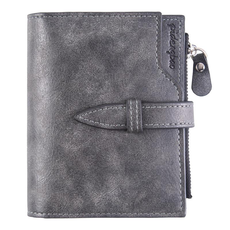 

Мужской кошелек короткий модный деловой многофункциональный кошелек на молнии с несколькими отделениями для карт в стиле ретро держатель удостоверения личности 9.5cm*2cm*12cm чёрный