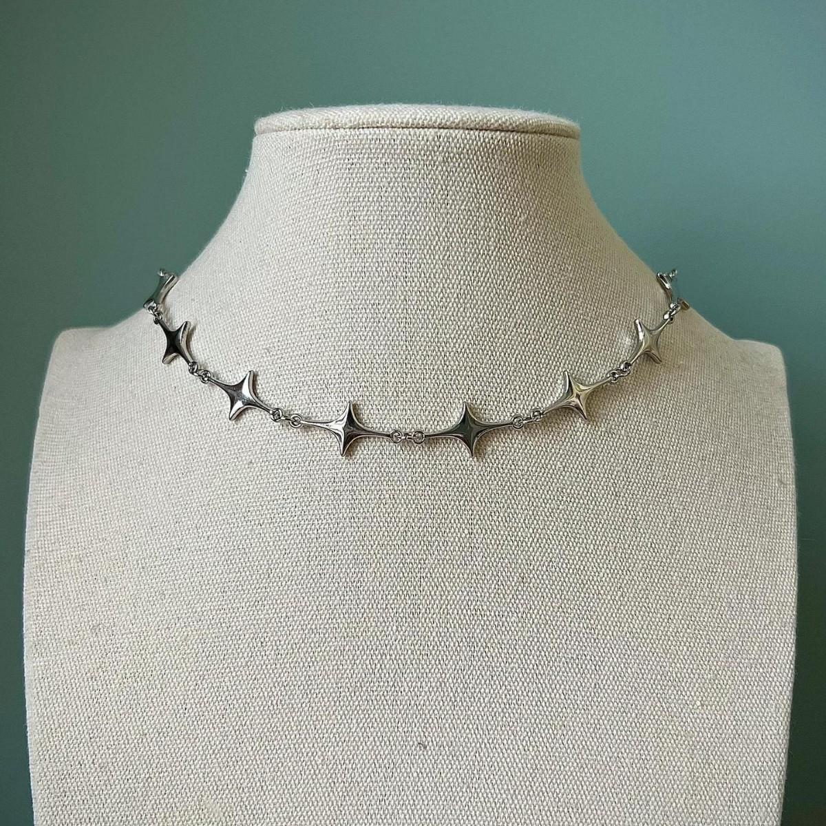 

Personality Punk Silver Color Stars Chains Stainless Steel Necklace for Women Halloween Party Dreamy Temperament Chokers Jewelry