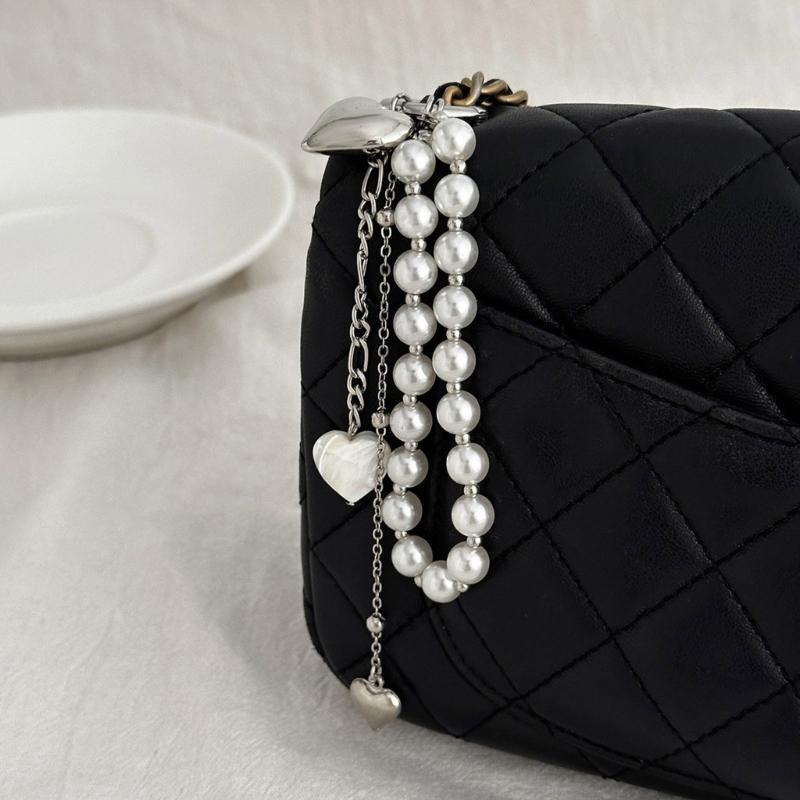Trendiger Herz-Schlüsselanhänger Schlüssel-Schmuck Quasten Schlüsselhalter Perlen-Taschenanhänger Taschenanhänger Legierungstextur Perfekt für Tasche und Schlüssel