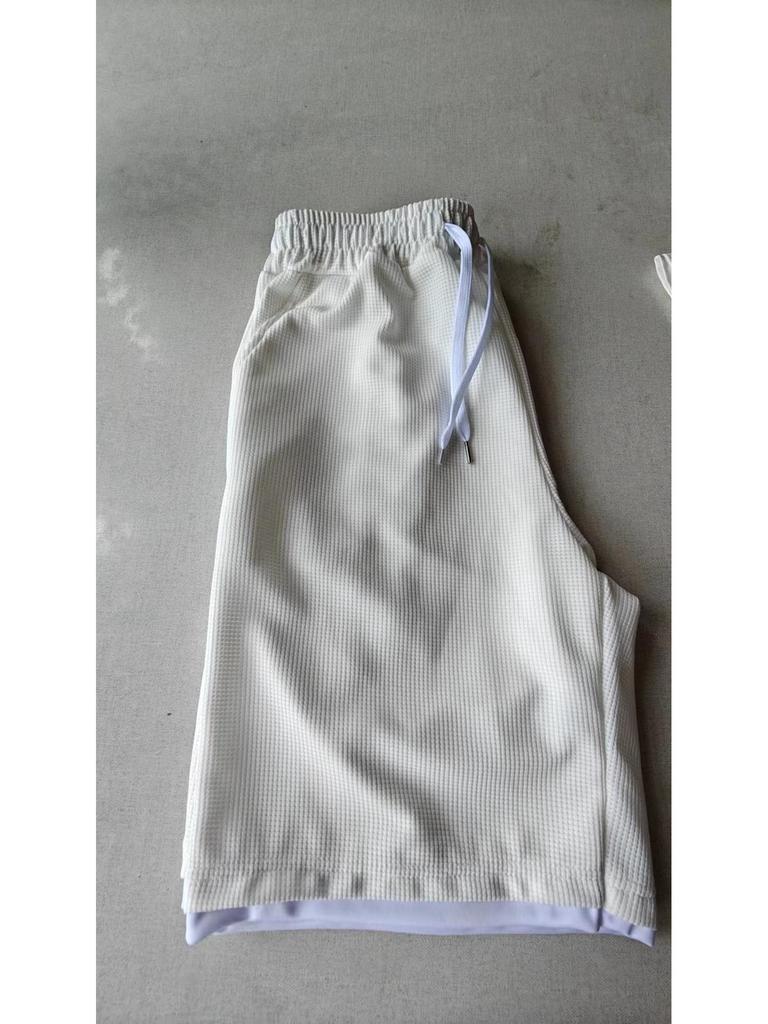 Men's Korean Style Summer Casual Waffle Knit 2-Piece Set: T-Shirt + Shorts