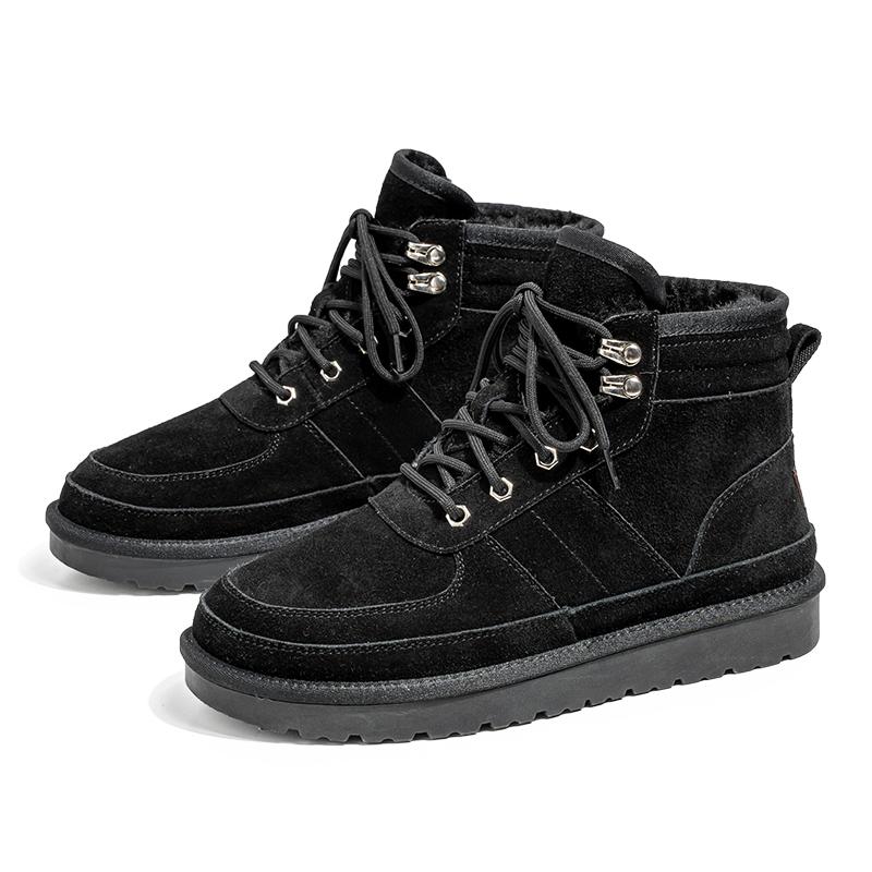 

High quality men s snow boots Versatile styles for autumn and winter Daily outdoor youth warm Thick soled shoes Classic Black 44 чёрный