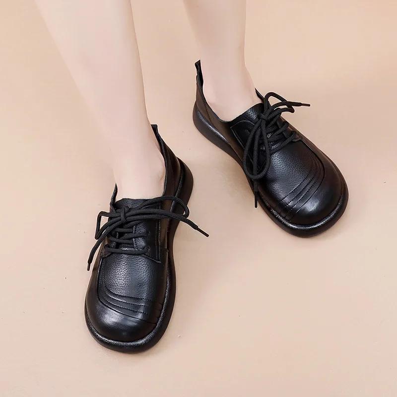 Retro Flat-bottomed Small White Shoes Women's Spring and Autumn Soft-soled Soft-faced Shoes with Plus Size Girl Shoes