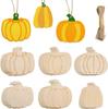 6 Unfinished Wooden Pumpkin Ornaments for DIY Autumn, Halloween, and Thanksgiving Decor
