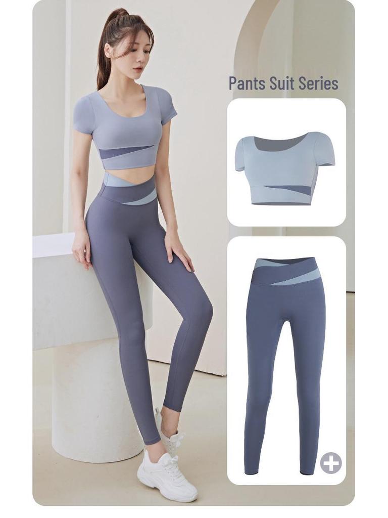 Color Block High-Waist Yoga Set: Quick-Dry, Tummy Control, Hip Lift, Two-Piece for Women