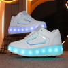 New four-wheel runaway shoes, children's roller skates, double-wheel charging models, luminous sports shoes, wheel shoes, skates, students