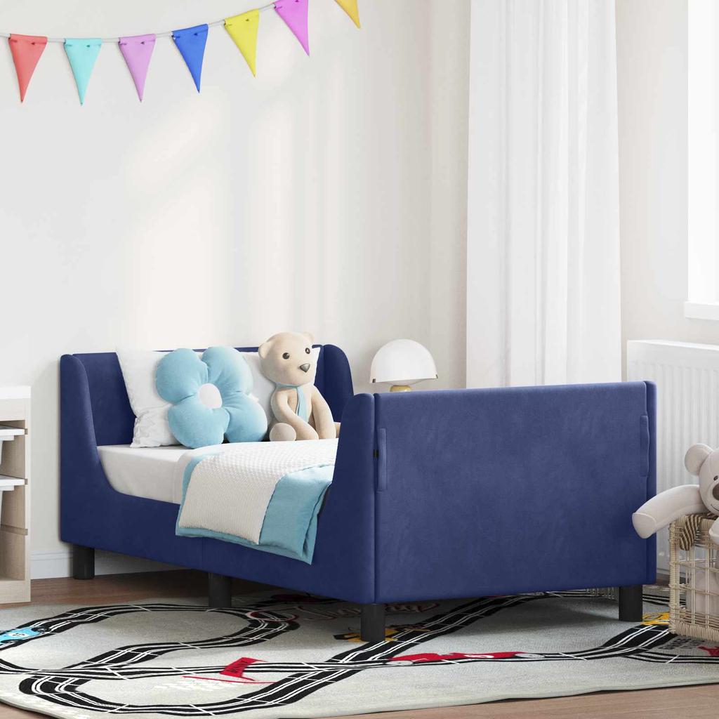 Children S Bed Frame with Headboard Police Blue 80 X 160 Cm Velvet