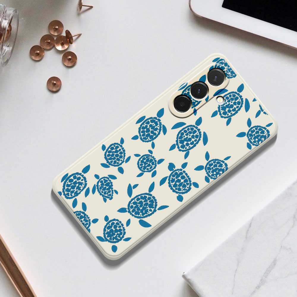 For Samsung Galaxy A36 5G Case Blue Turtle Pattern Printing Straight Edge TPU Phone Back Cover