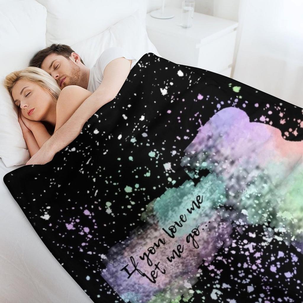 If you love me rainbow splatter paint Throw Blanket Cute Custom Retros Winter beds Blankets