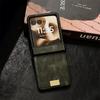 Z Flip7 Retro Leather Hard Shell Phone Case for Samsung Galaxy Z Flip 7 Fe 6 5 4 3 Flip6 Flip5 with Hinge Protective Cover