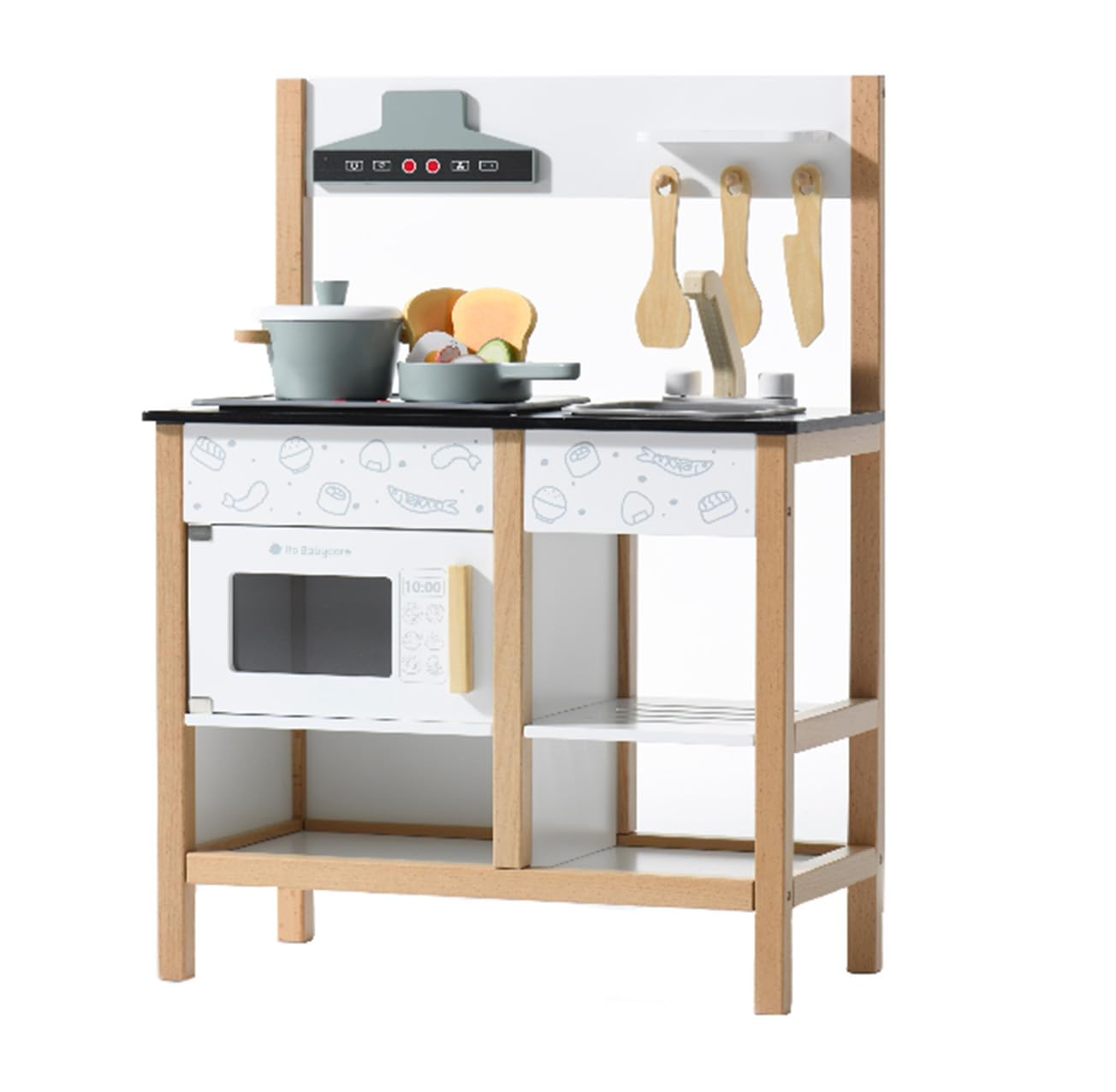 

Притворяйся с игрушечной кухней для притворной кулинарии, образовательная, скандинавская, легкая в притворстве кухня [bc babycare] кухня, деревянная, аксессуары,