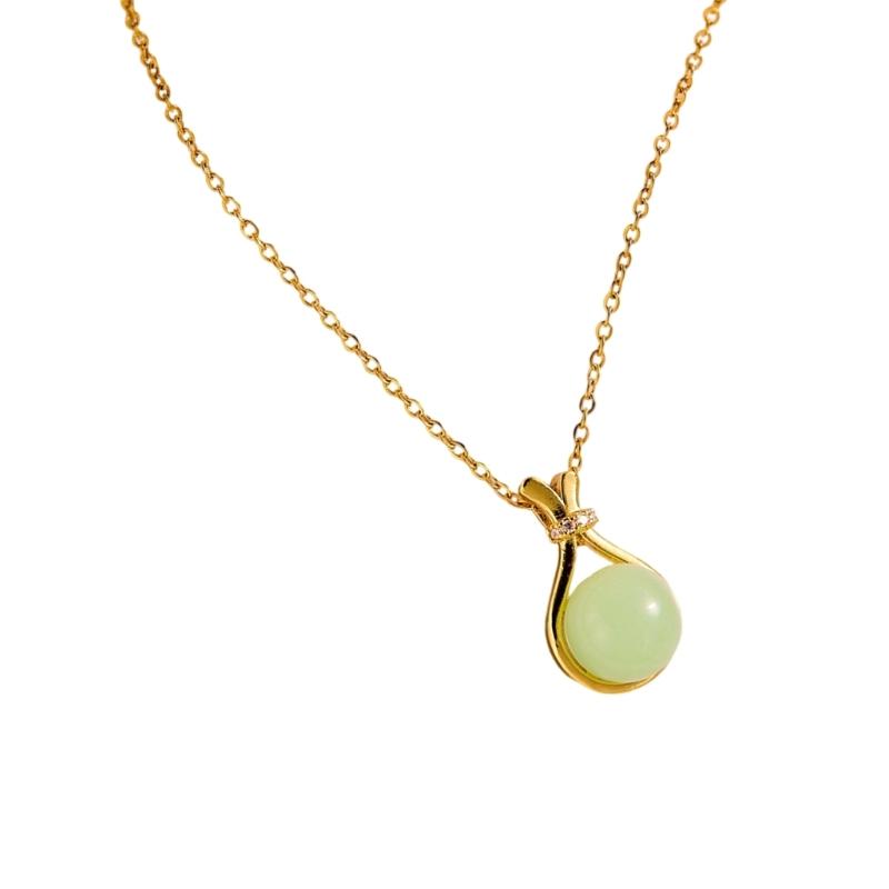 Elegant Faux Hetian Jades Chokers Necklace Titanium Steel Jewelry For Women Daily Wear Evening Occasions