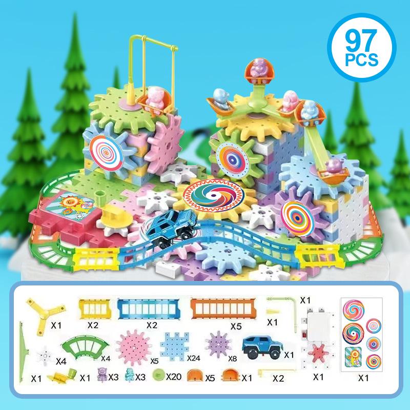 Cross-Border Electric Science & Education DIY Mechanical Gear Building Blocks Toy Set for Kids