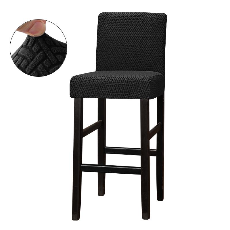 Jacquard Bar Stool Chair Cover Spandex Stretch Short Back Chair Covers Solid Color Elastic Slipcover For Dining Room Home Hotel