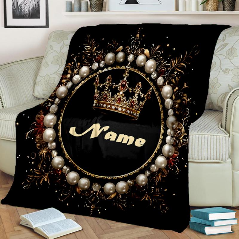1PC Custom Name Royal Name Frame outdooor Flannel blankets Throw Blanket All-Season Throw Gift Bedspread for Couch, Bed, Camping Holiday Birthday gift
