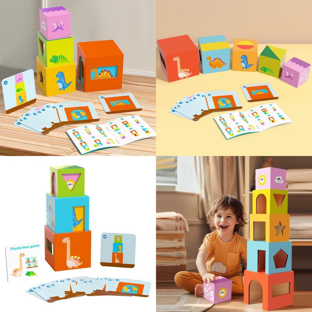 Educational Wooden Stacking Blocks Toy For Toddlers With Shape Recognition And Cognitive Development