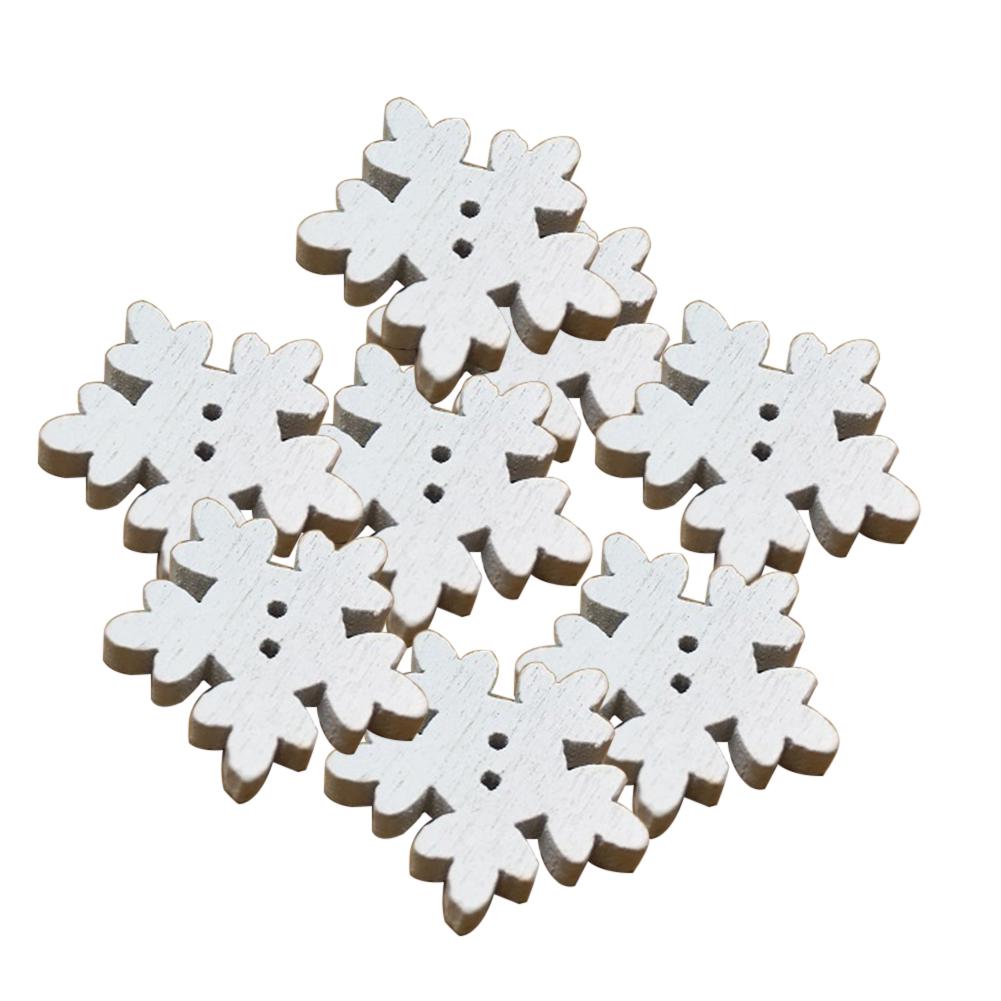 Fashion Ornaments Festival 100Pcs 1.7cm Tree Ornament Christmas Hanging DIY Snowflake Wood Craft Xmas Decor