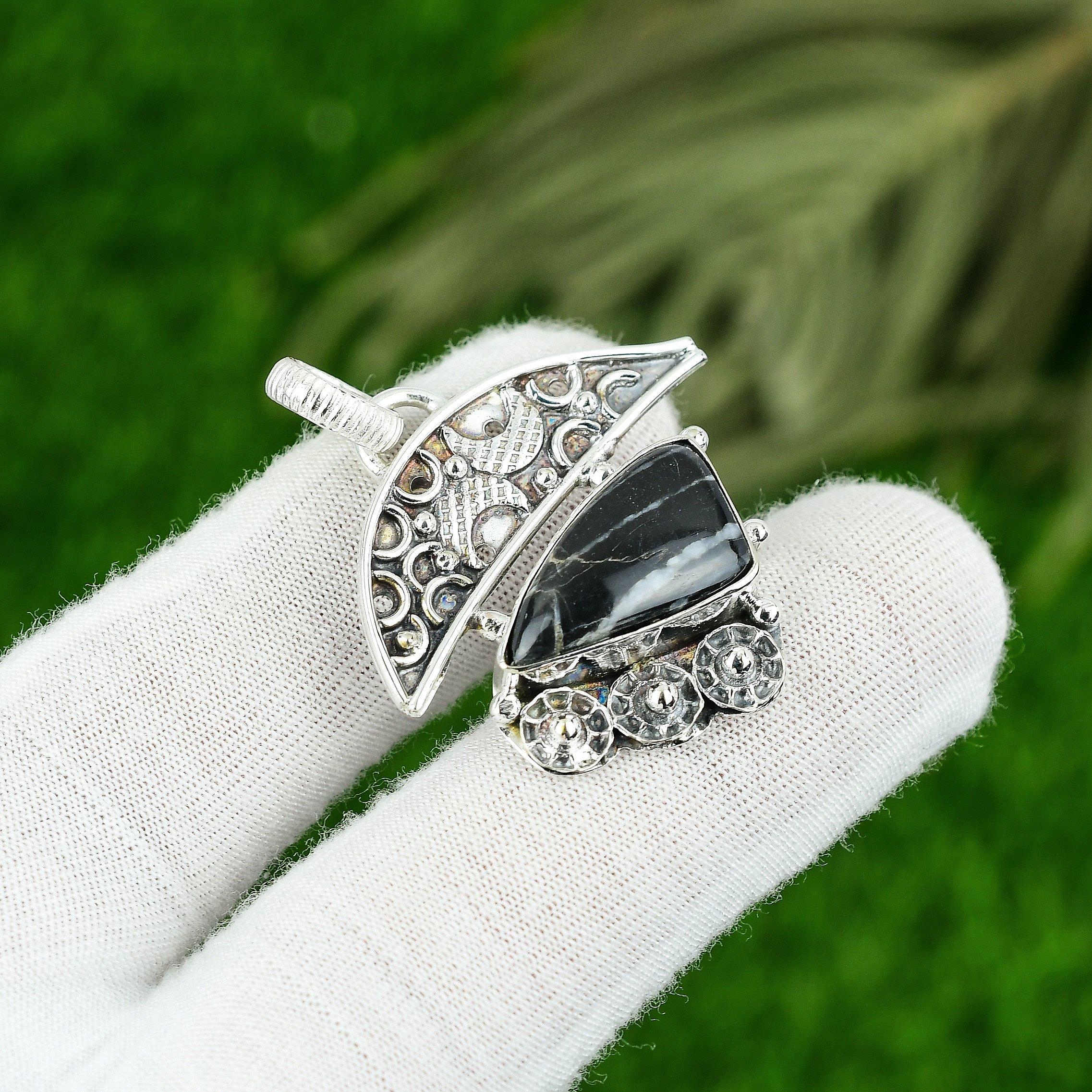 

Подарок на день рождения для нее Подвеска из натурального камня яшмы зебры из стерлингового серебра 925 пробы