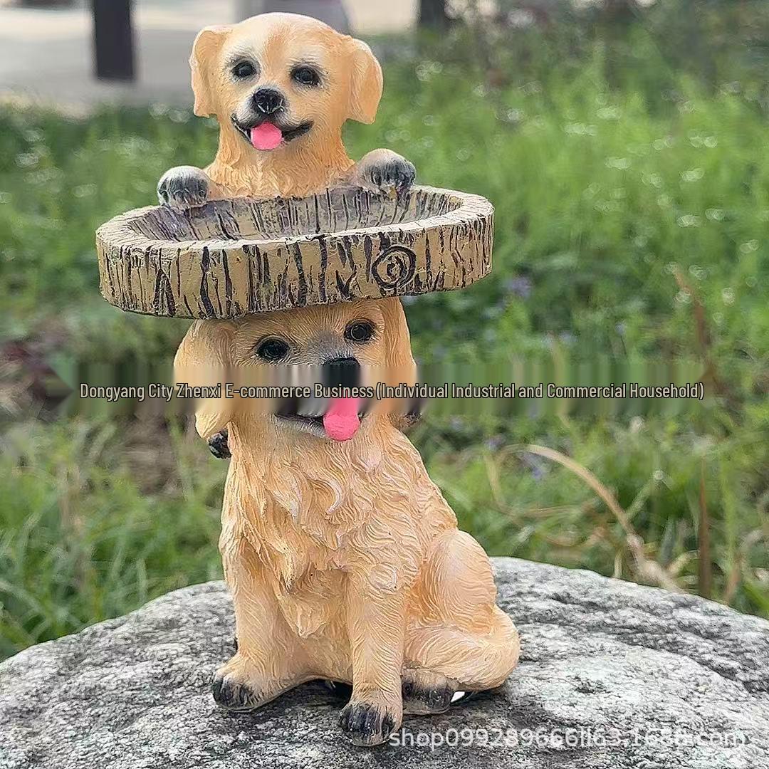 Puppy Pet Bird Feeder Resin Garden Ornament
