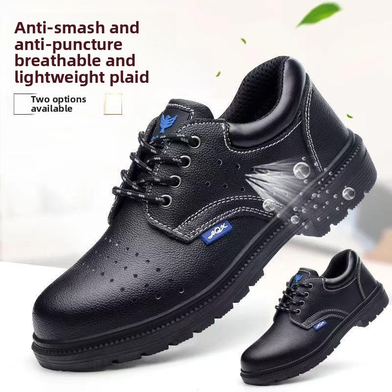 Men's Safety Shoes Steel Toe Anti Slip Working Shoes Faux Cowhide Waterproof Safety Footwear with Protection Anti Piercing