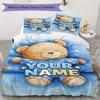 Custom Name Rainbow Heart Bear Love Bedding,Quilt Set Quilt Cover Pillowcase Home Birthday Gift(1 * duvet cover + 2 * pillowcase, without core)_lx