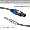 Xiatiaosann Kabel głośnikowy Speakon na wtyk TS 6,35 mm, Kabel głośnikowy mono Speakon męski z zamkami obrotowymi do głośników DJ/PA, Wzmacniacz audio C