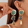 Pendientes Colgantes Irregulares de Piedra de Resina Multicolor Vintage para Mujer Pendientes Colgantes Statement Bohemios para Mujer Uso Diario
