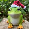 Christmas Santa Hat Frog Statue Indoor Outdoor Garden Frog Resin Figurine Sculpture Planter Pot Desktop Decoration Ornament